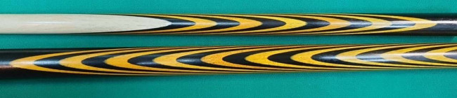 Кий "Каюков Классик плюс" Чёрный граб/ жёлтый граб, гравировка "Огоньки с коронками", 2 части - фото4, картинка4 Кий "Каюков Классик плюс" Чёрный граб/ жёлтый граб, гравировка "Огоньки с коронками", 2 части - фото4