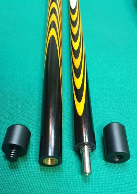 Кий "Каюков Классик плюс" Чёрный граб/ жёлтый граб, гравировка "Огоньки с коронками", 2 части - фото6, картинка6 Кий "Каюков Классик плюс" Чёрный граб/ жёлтый граб, гравировка "Огоньки с коронками", 2 части - фото6