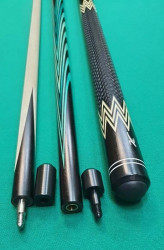 Кий «Каюков Классик» Чёрный граб/ бирюзовый граб, гравировка 